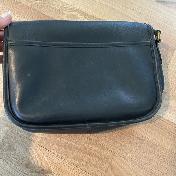 90s RARE COACH Vintage City Bag Black Leather Crossbody Shoulder Purse Bag 9790 - Picture 2 of 9